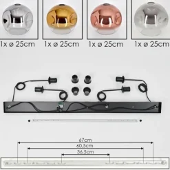 Lampes Dorées-hofstein Suspension - Verre 25 cm Ripoll Chrome, Or, Clair, Cuivré, Fumé, 4 lumières