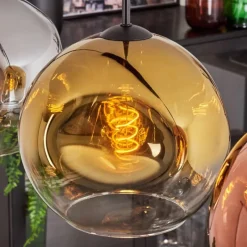 Lampes Dorées-hofstein Suspension - Verre 25 cm Ripoll Chrome, Or, Clair, Cuivré, Fumé, 4 lumières