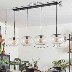 hofstein Suspension - Verre 30 cm Ripoll Clair, 4 lumières