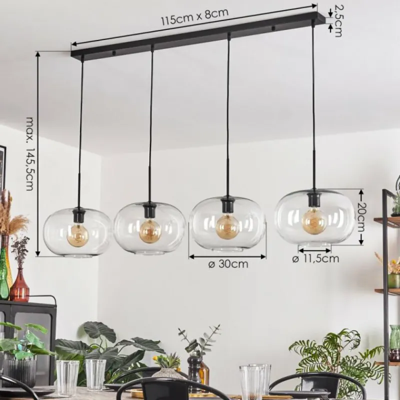 hofstein Suspension - Verre 30 cm Ripoll Clair, 4 lumières