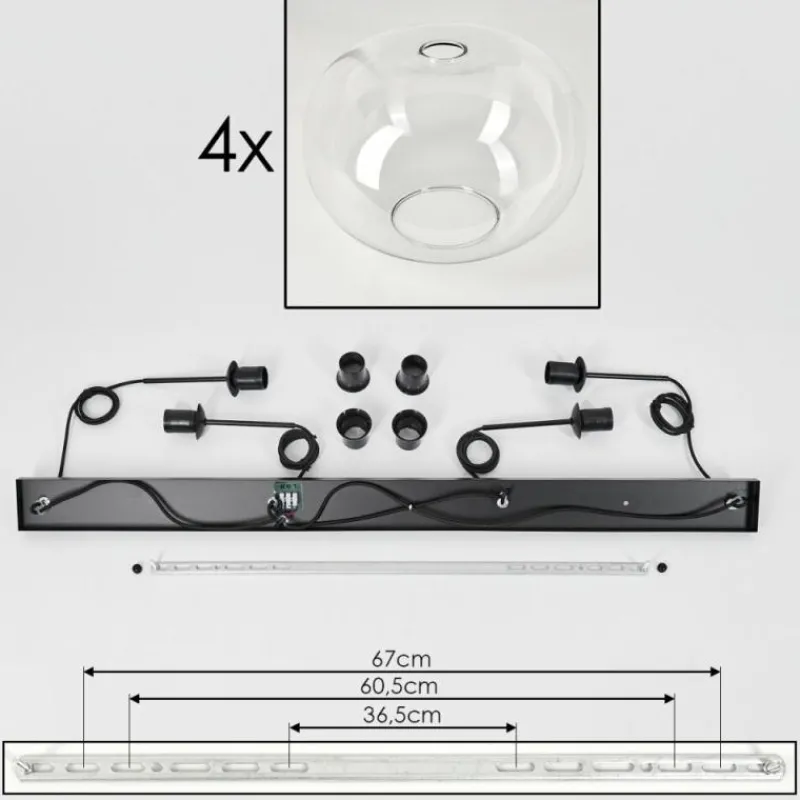 hofstein Suspension - Verre 30 cm Ripoll Clair, 4 lumières