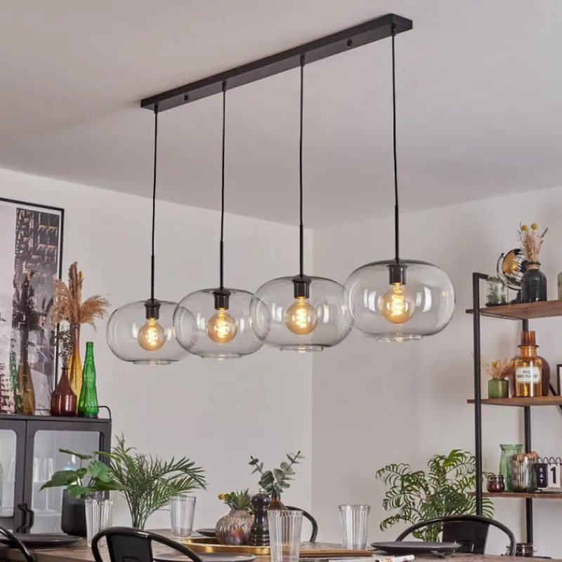 hofstein Suspension - Verre 30 cm Ripoll Clair, 4 lumières