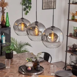 hofstein Suspension - Verre 30 cm Ripoll Clair, Fumé, 3 lumières