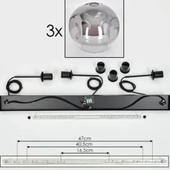 hofstein Suspension - Verre 30 cm Ripoll Clair, Fumé, 3 lumières