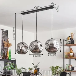 hofstein Suspension - Verre 30 cm Ripoll Chrome, 3 lumières