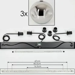 hofstein Suspension - Verre 30 cm Ripoll Chrome, 3 lumières