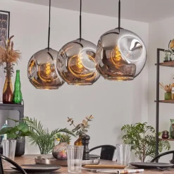 hofstein Suspension - Verre 30 cm Ripoll Chrome, 3 lumières