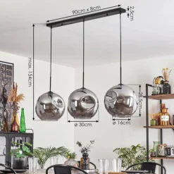 hofstein Suspension - Verre 30 cm Ripoll Fumé, 3 lumières