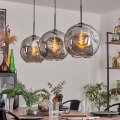 hofstein Suspension - Verre 30 cm Ripoll Fumé, 3 lumières