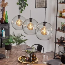 hofstein Suspension - Verre 30 cm Ripoll Clair, 3 lumières