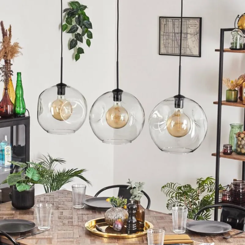 hofstein Suspension - Verre 30 cm Ripoll Clair, 3 lumières