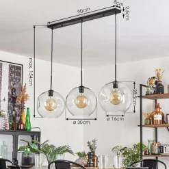 hofstein Suspension - Verre 30 cm Ripoll Clair, 3 lumières