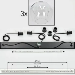 hofstein Suspension - Verre 30 cm Ripoll Clair, 3 lumières