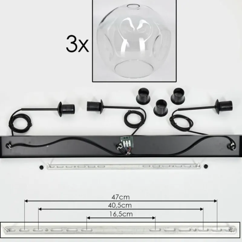 hofstein Suspension - Verre 30 cm Ripoll Clair, 3 lumières
