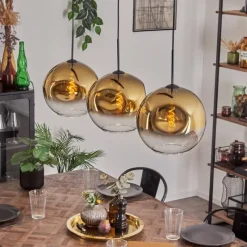 hofstein Suspension - Verre 30 cm Ripoll Or, Clair, 3 lumières