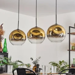 hofstein Suspension - Verre 30 cm Ripoll Or, Clair, 3 lumières