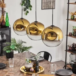 hofstein Suspension - Verre 30 cm Ripoll Or, Clair, 3 lumières