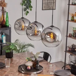 hofstein Suspension - Verre 30 cm Ripoll Chrome, Clair, 3 lumières