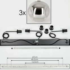 hofstein Suspension - Verre 30 cm Ripoll Chrome, Clair, 3 lumières
