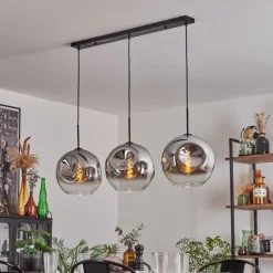 hofstein Suspension - Verre 30 cm Ripoll Chrome, Clair, 3 lumières