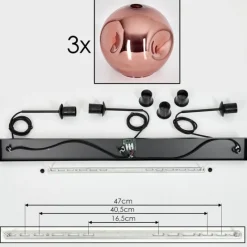 hofstein Suspension - Verre 30 cm Ripoll Cuivré, 3 lumières
