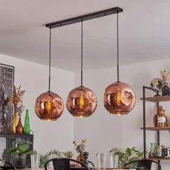 hofstein Suspension - Verre 30 cm Ripoll Cuivré, 3 lumières