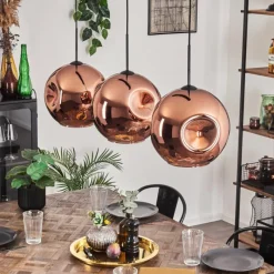 hofstein Suspension - Verre 30 cm Ripoll Cuivré, 3 lumières