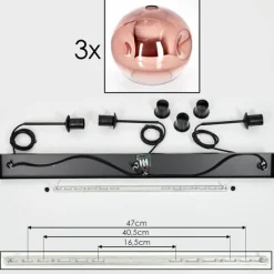 hofstein Suspension - Verre 30 cm Ripoll Clair, Cuivré, 3 lumières