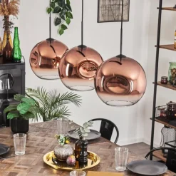 hofstein Suspension - Verre 30 cm Ripoll Clair, Cuivré, 3 lumières