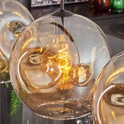 hofstein Suspension - Verre 30 cm Ripoll Noir, 3 lumières