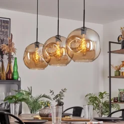 hofstein Suspension - Verre 30 cm Ripoll Noir, 3 lumières