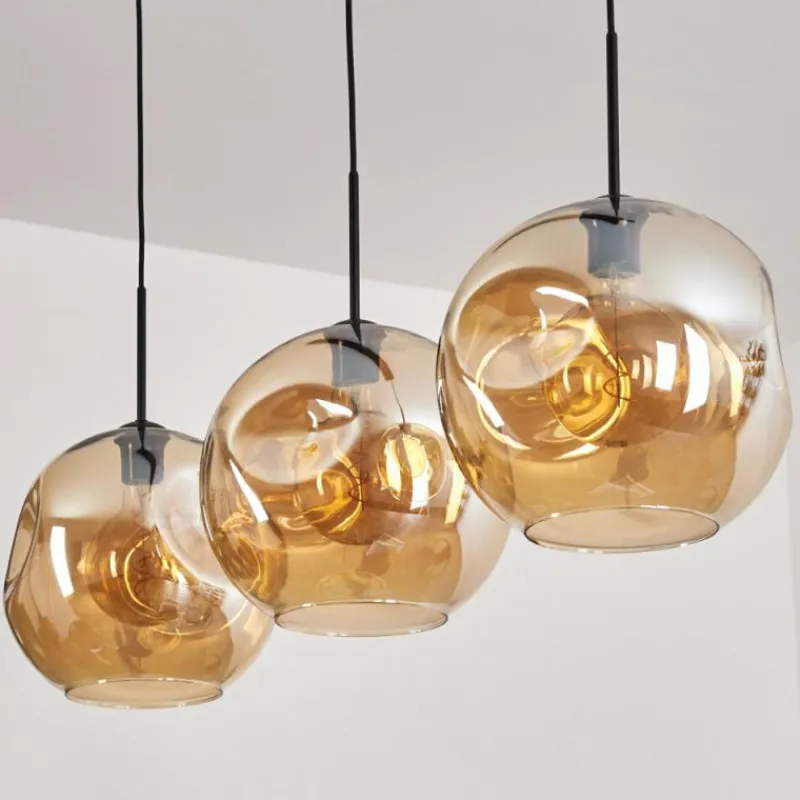 hofstein Suspension - Verre 30 cm Ripoll Noir, 3 lumières