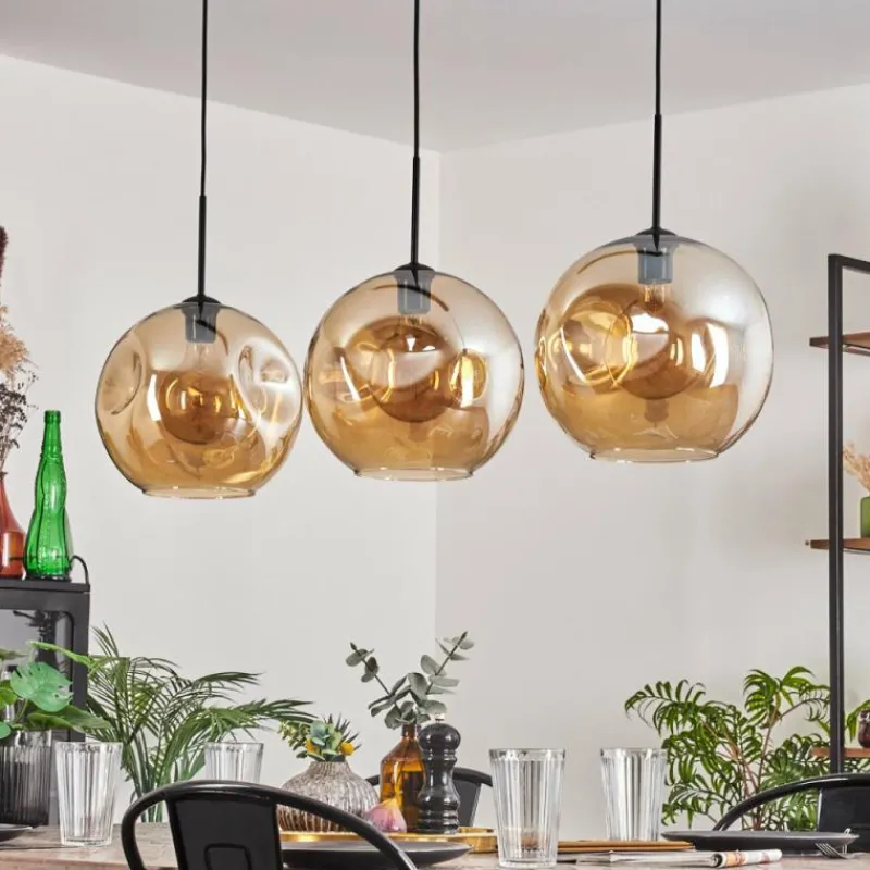 hofstein Suspension - Verre 30 cm Ripoll Noir, 3 lumières