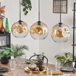 hofstein Suspension - Verre 30 cm Ripoll Noir, 3 lumières