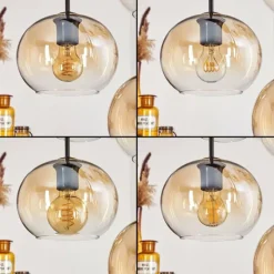 hofstein Suspension - Verre Apedo Ambre, Clair, 8 lumières