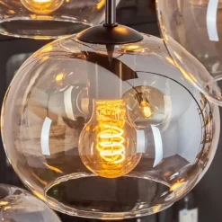 hofstein Suspension - Verre Apedo Ambre, Clair, 8 lumières