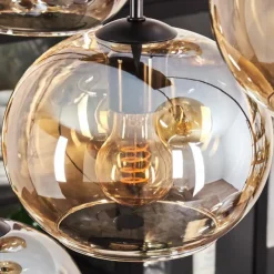 hofstein Suspension - Verre Apedo Ambre, 8 lumières