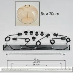 hofstein Suspension - Verre Apedo Ambre, Clair, 5 lumières
