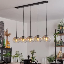 hofstein Suspension - Verre Apedo Ambre, Clair, 5 lumières