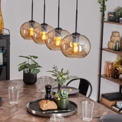 hofstein Suspension - Verre Apedo Ambre, 4 lumières