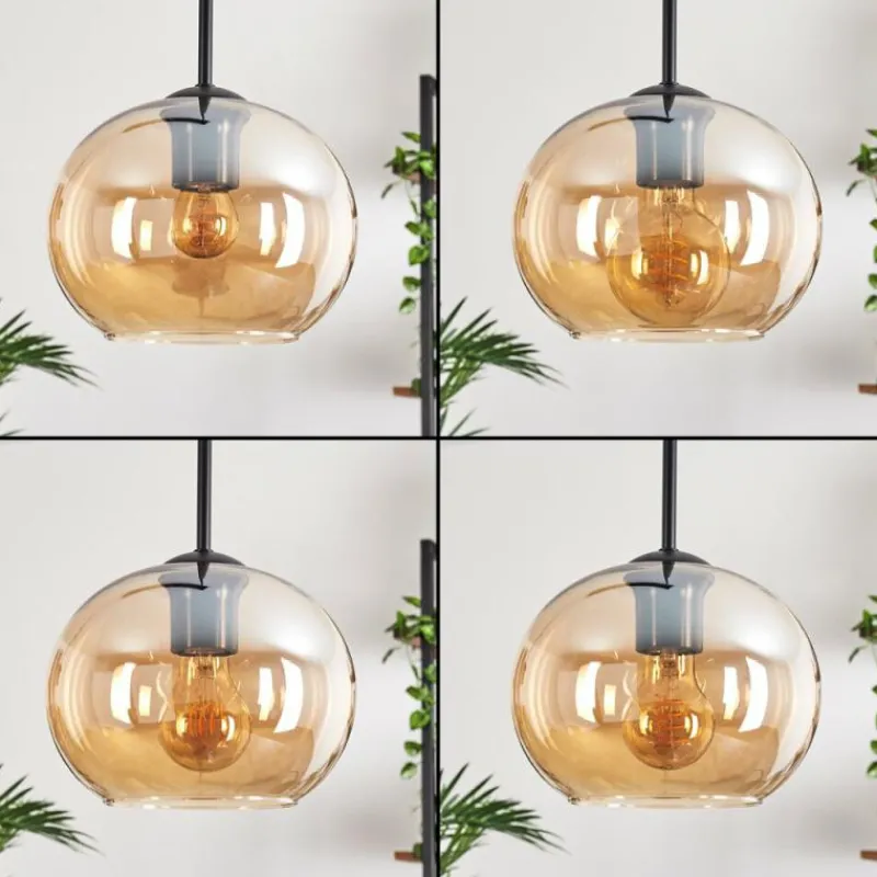 hofstein Suspension - Verre Apedo Ambre, 4 lumières