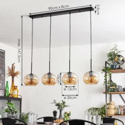 hofstein Suspension - Verre Apedo Ambre, 4 lumières