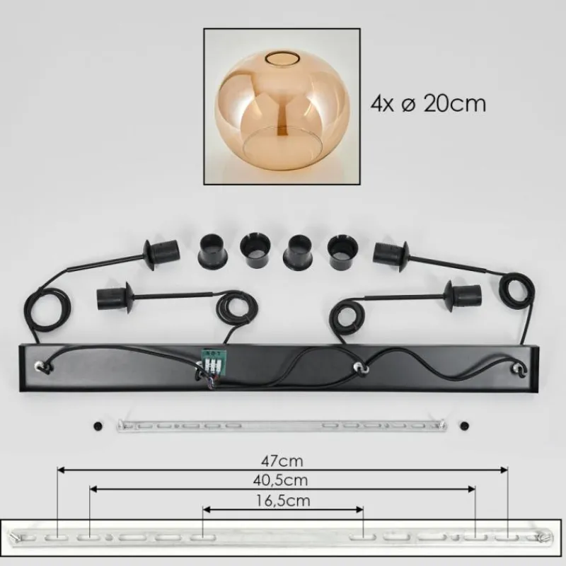 hofstein Suspension - Verre Apedo Ambre, 4 lumières