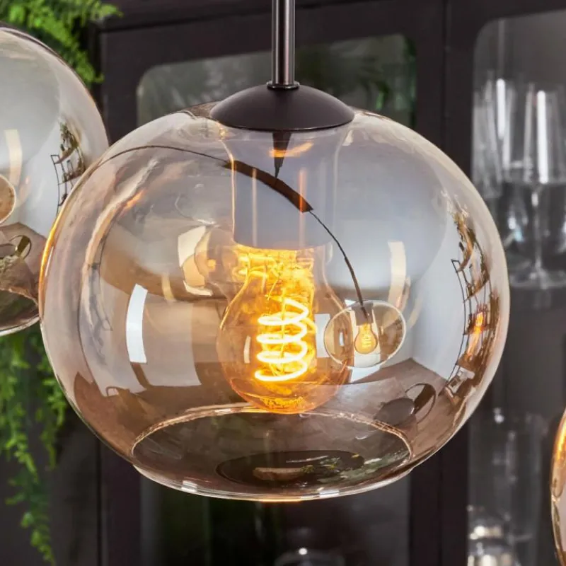 hofstein Suspension - Verre Apedo Ambre, 4 lumières