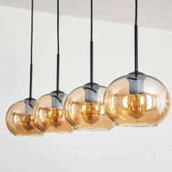 hofstein Suspension - Verre Apedo Ambre, 4 lumières