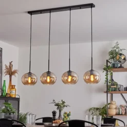 hofstein Suspension - Verre Apedo Ambre, 4 lumières