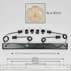 hofstein Suspension - Verre Apedo Ambre, Clair, 4 lumières