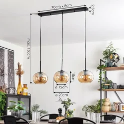 hofstein Suspension - Verre Apedo Ambre, 3 lumières