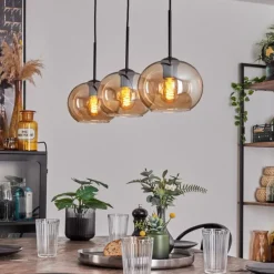 hofstein Suspension - Verre Apedo Ambre, 3 lumières