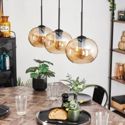 hofstein Suspension - Verre Apedo Ambre, 3 lumières